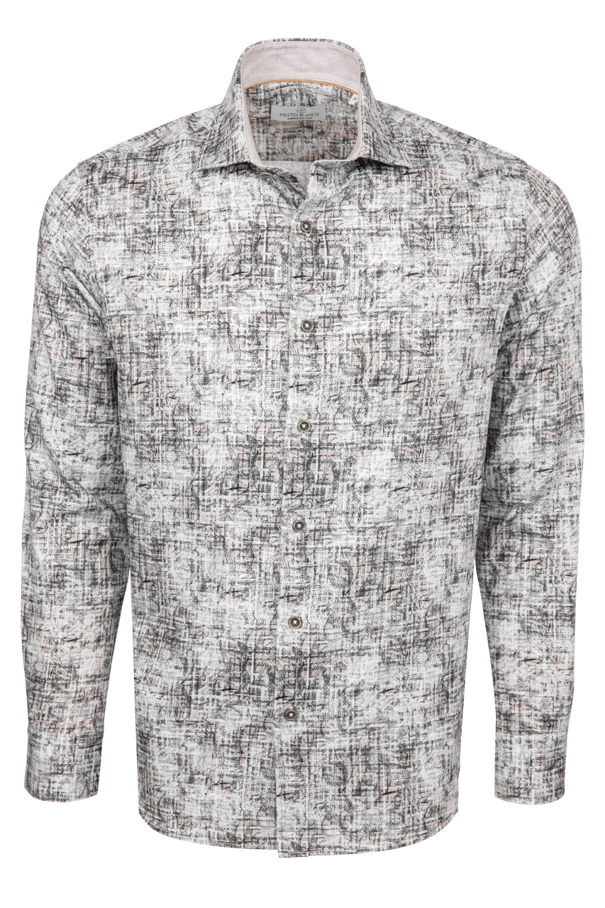 Pinto Ranch Oat Hypno Plaid Button-Down Shirt