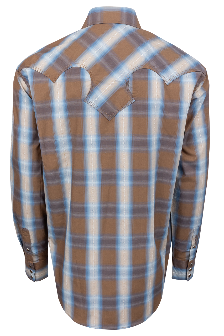 Stetson Men's Dobby Plaid Western Shirt - Chocolate