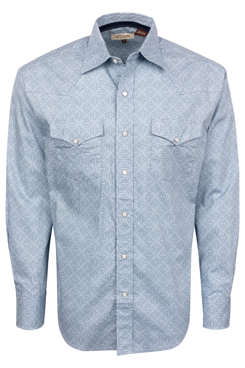 Stetson Men's Steel Blue Filigree Western Shirt