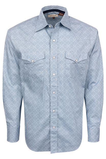 Stetson Men's Steel Blue Filigree Western Shirt