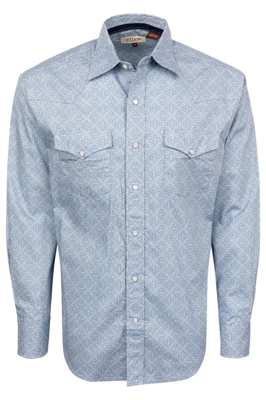 Stetson Men's Steel Blue Filigree Western Shirt