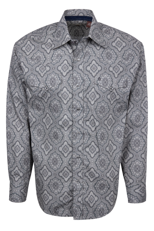 Stetson Men's Medallion Paisley Western Shirt - Grey