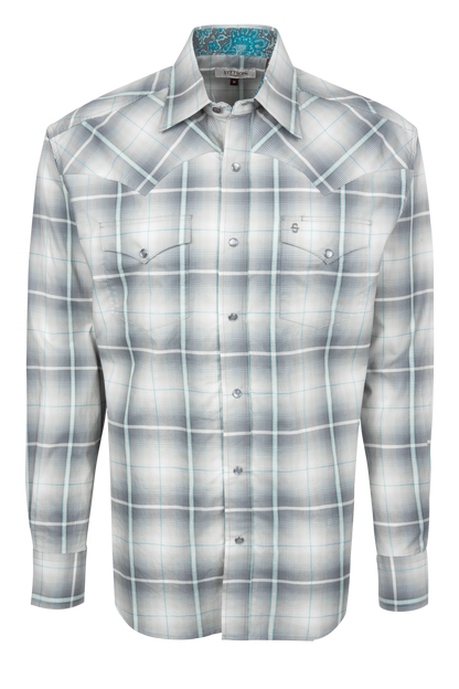 Stetson Men's Ombre Plaid Western Shirt - Grey