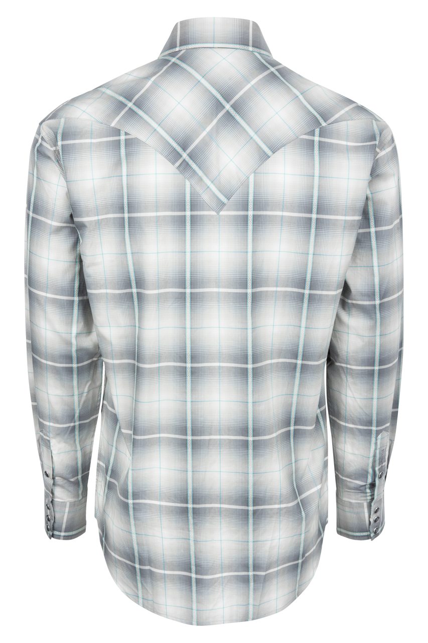 Stetson Men's Ombre Plaid Western Shirt - Grey