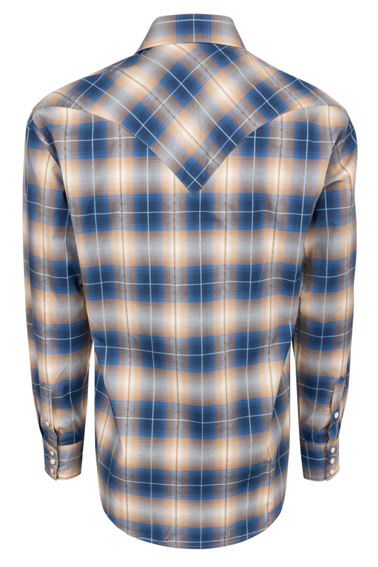 Stetson Men's Dobby Plaid Western Shirt - Blue Sundown - alternate view