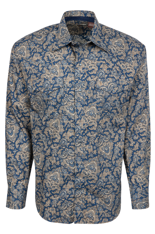 Stetson Men's Navy & Gold Paisley Snap Shirt