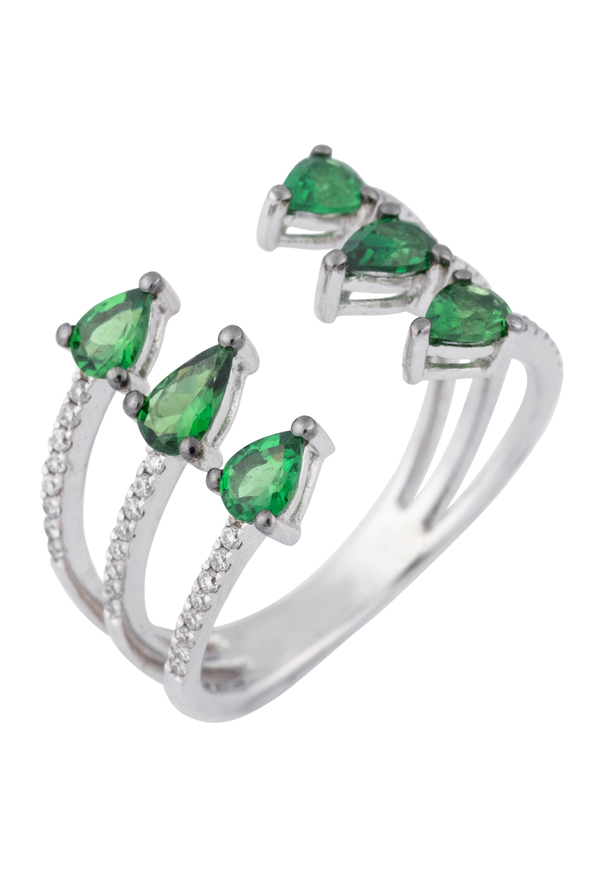 Open Emerald & Diamond Ring
