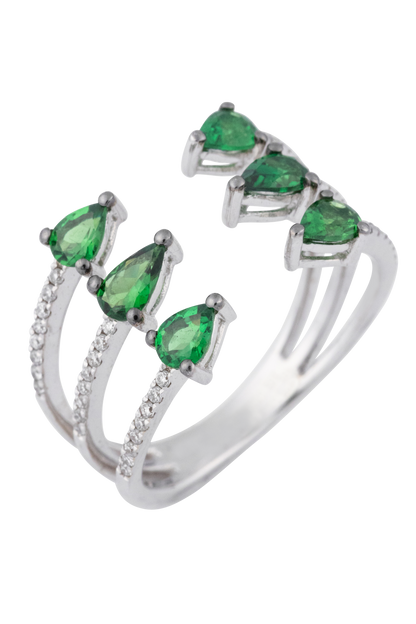Open Emerald & Diamond Ring