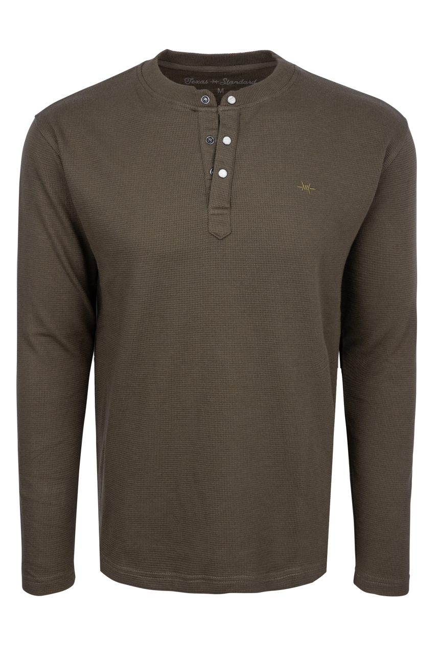 Texas Standard Waffle Henley - Agave Green