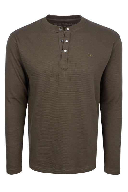 Texas Standard Waffle Henley - Agave Green