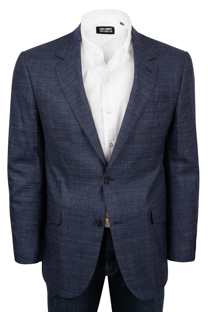 Pinto Ranch Heather Blue Textured Plaid Sport Coat