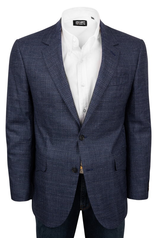 Pinto Ranch Heather Blue Textured Plaid Sport Coat