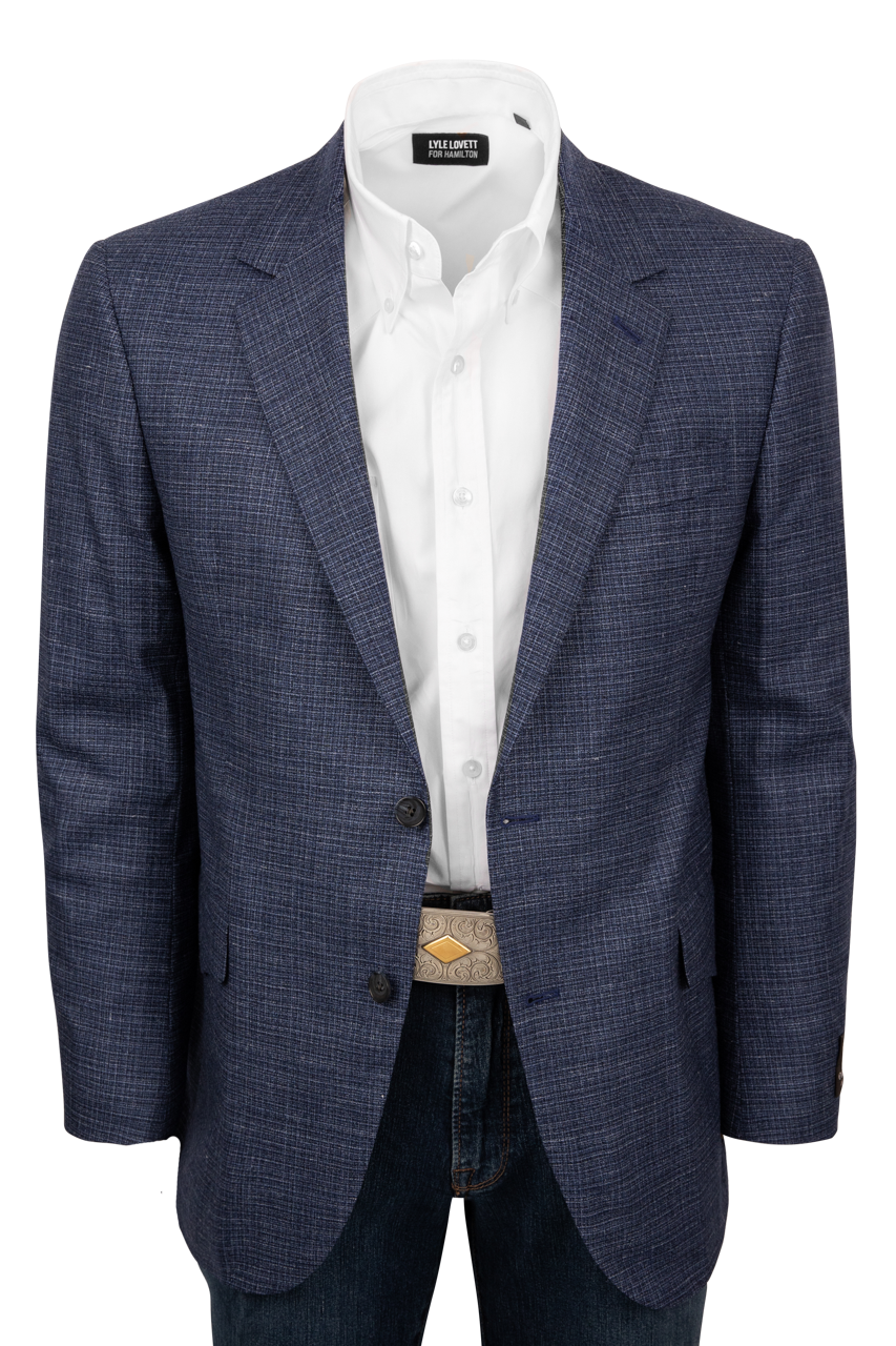 Pinto Ranch Heather Blue Textured Plaid Sport Coat