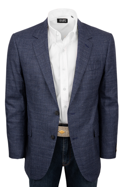 Pinto Ranch Heather Blue Textured Plaid Sport Coat