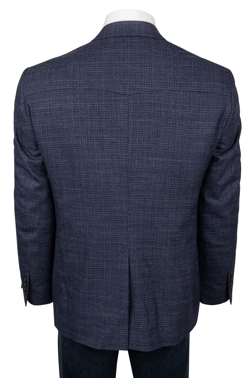 Pinto Ranch Heather Blue Textured Plaid Sport Coat