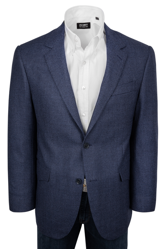 Pinto Ranch Navy Textured Hopsack Wool Sport Coat