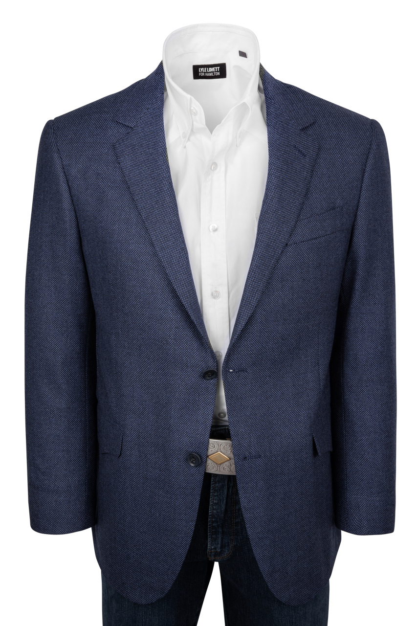 Pinto Ranch Navy Textured Hopsack Wool Sport Coat
