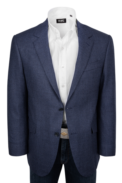 Pinto Ranch Navy Textured Hopsack Wool Sport Coat