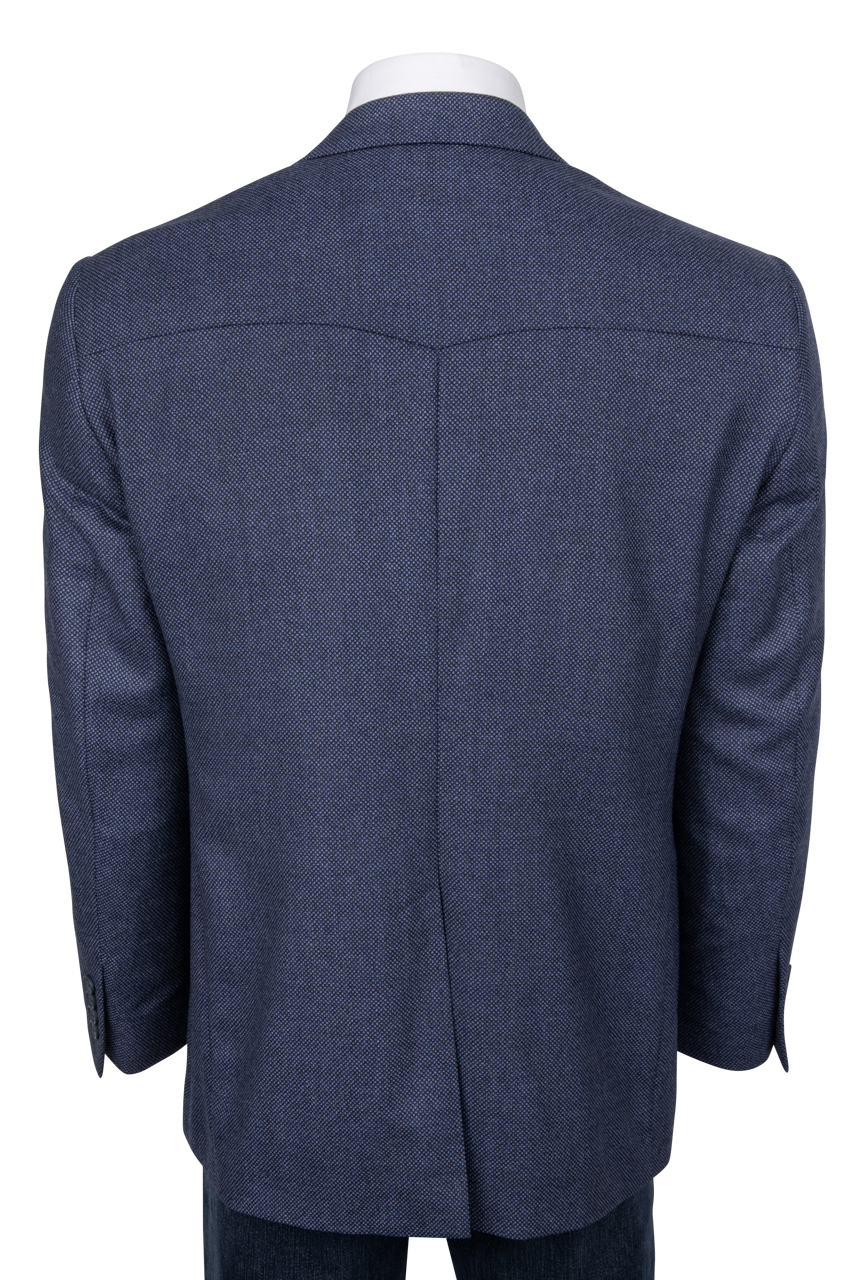 Pinto Ranch Navy Textured Hopsack Wool Sport Coat