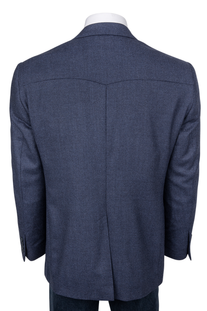 Pinto Ranch Navy Textured Hopsack Wool Sport Coat