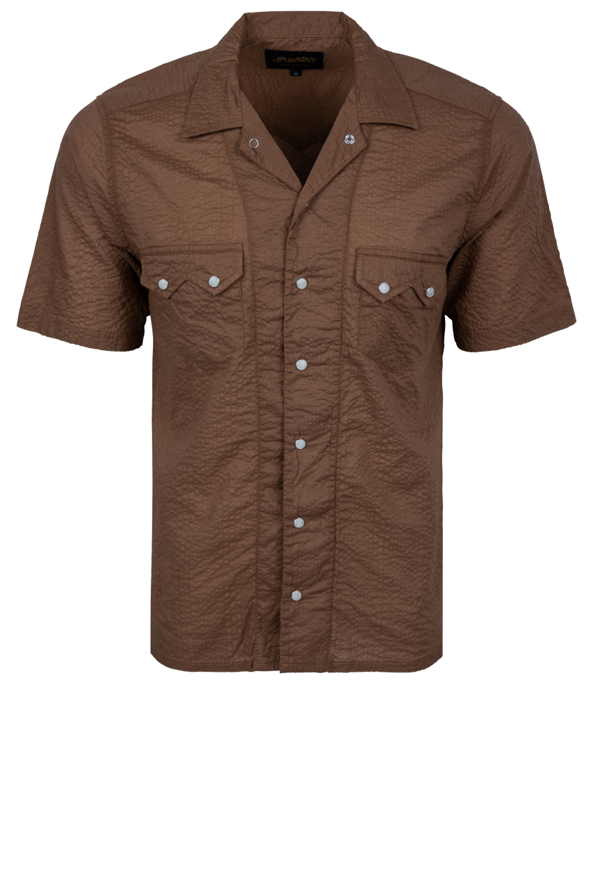 Richter Goods Salado Seersucker Snap Shirt - Brown