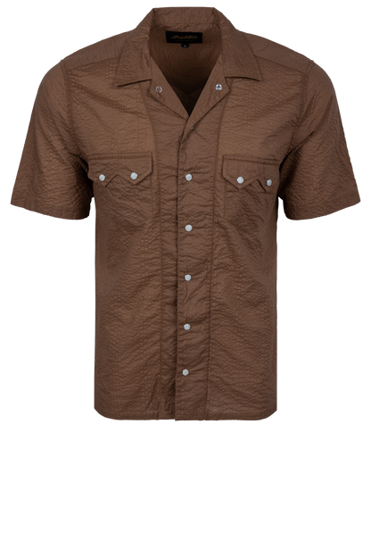 Richter Goods Salado Seersucker Snap Shirt - Brown