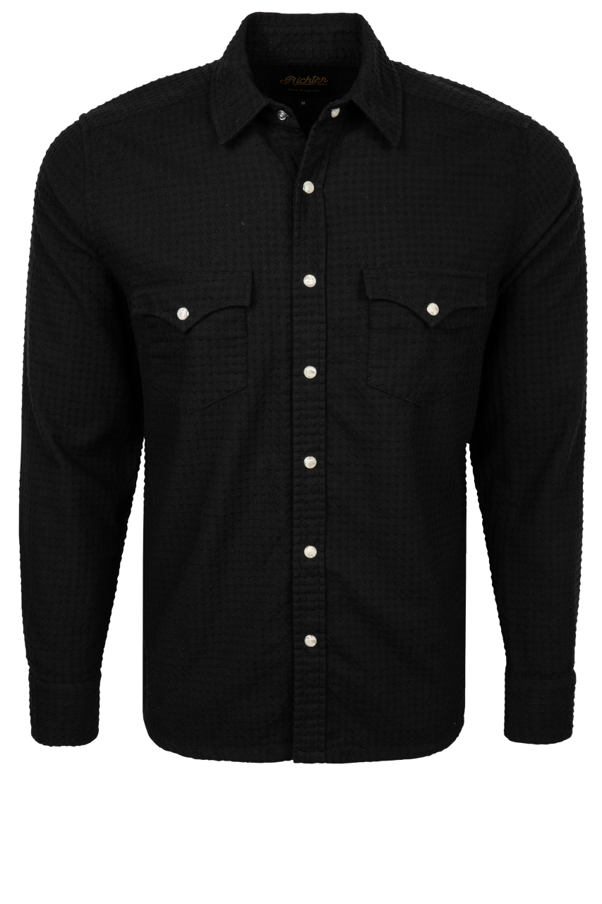 Richter Goods Men's Dobby Long Sleeve Snap Shirt - Black