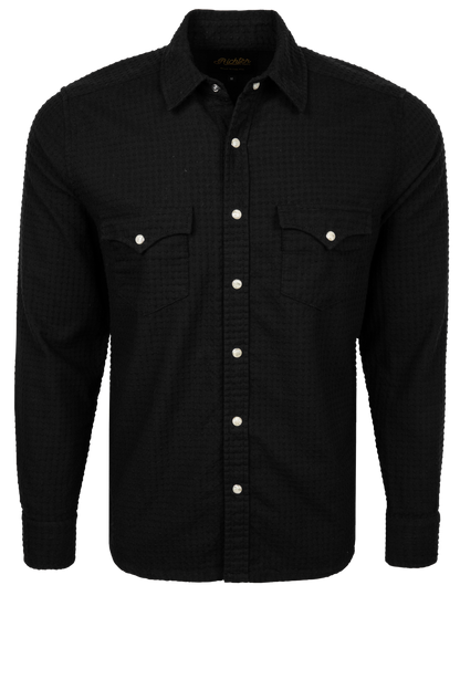 Richter Goods Men's Dobby Long Sleeve Snap Shirt - Black