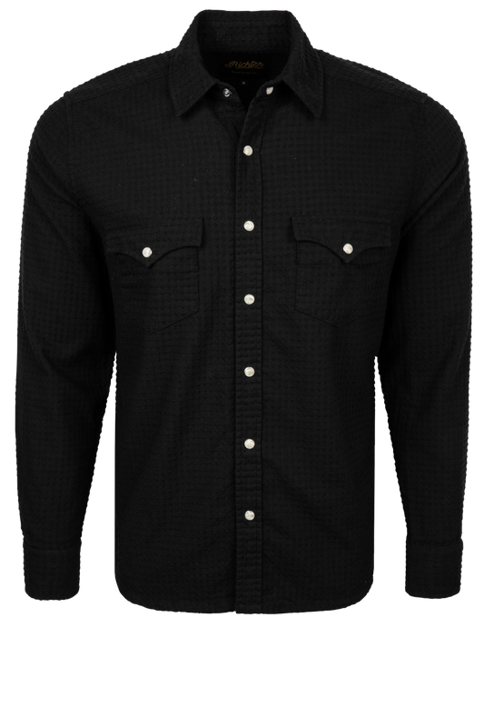 Richter Goods Men's Dobby Long Sleeve Snap Shirt - Black