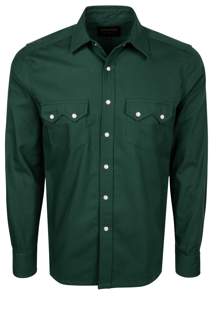 Richter Goods Men's Duck Canvas Western Snap Shirt - Malachite
