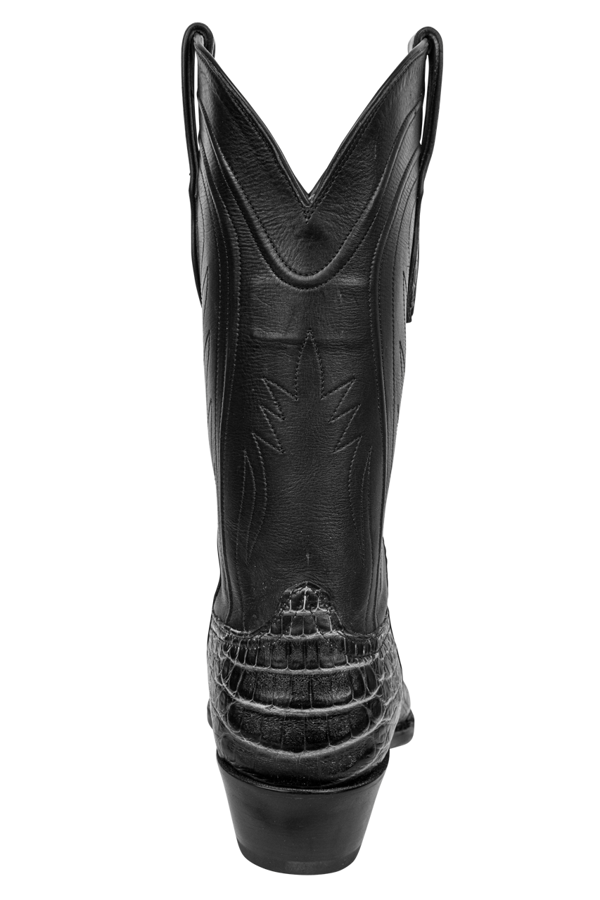 Black Jack Caiman Belly Cowboy Boots - Black Grey Stone