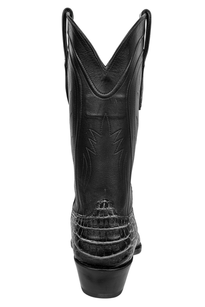 Black Jack Caiman Belly Cowboy Boots - Black Grey Stone