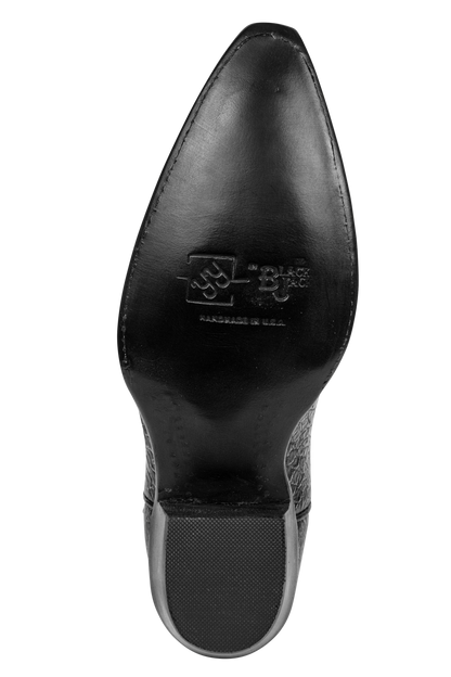 Black Jack Caiman Belly Cowboy Boots - Black Grey Stone