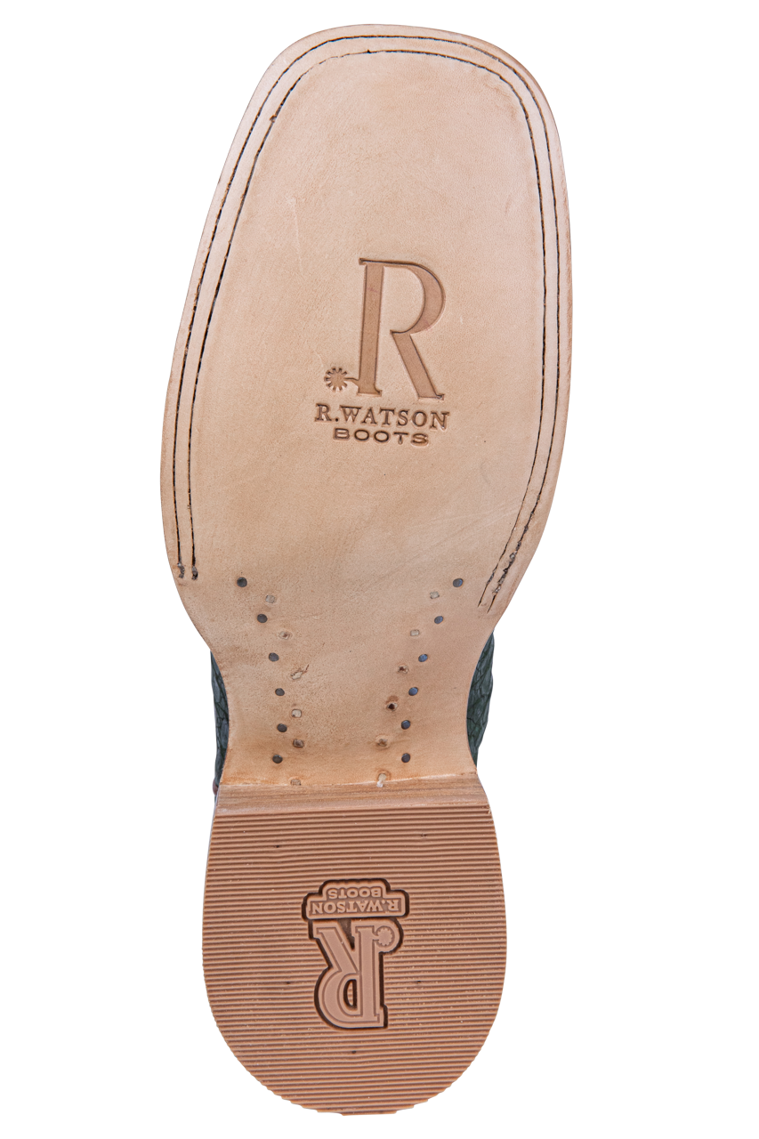 R. Watson Nubuck Caiman Belly Cowboy Boots - Olive