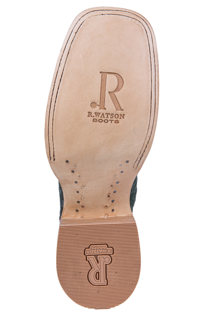 R. Watson Nubuck Caiman Belly Cowboy Boots - Olive