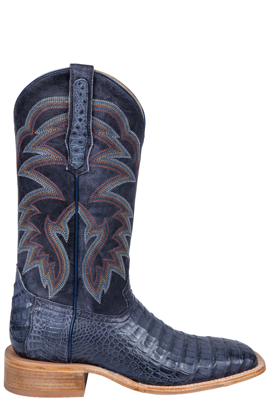 R. Watson Caiman Belly Cowboy Boots - Blue Jean