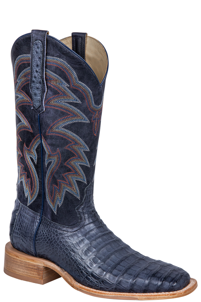 R. Watson Caiman Belly Cowboy Boots - Blue Jean