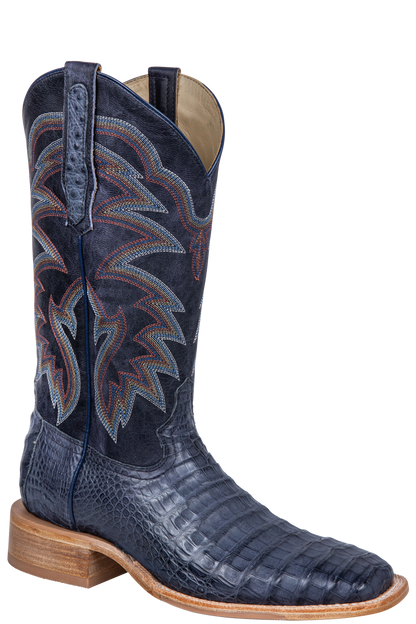 R. Watson Caiman Belly Cowboy Boots - Blue Jean