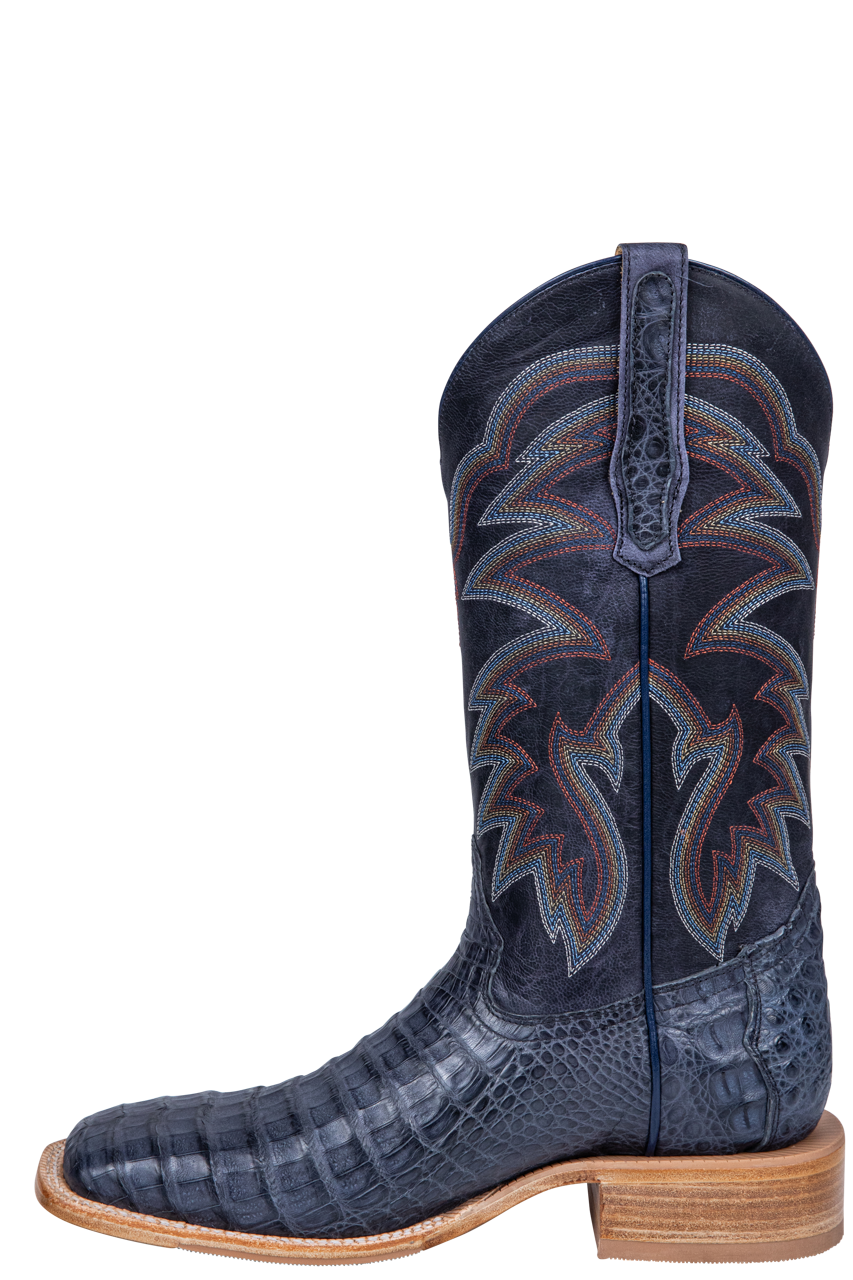 R. Watson Caiman Belly Cowboy Boots - Blue Jean