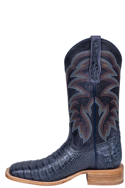 R. Watson Caiman Belly Cowboy Boots - Blue Jean