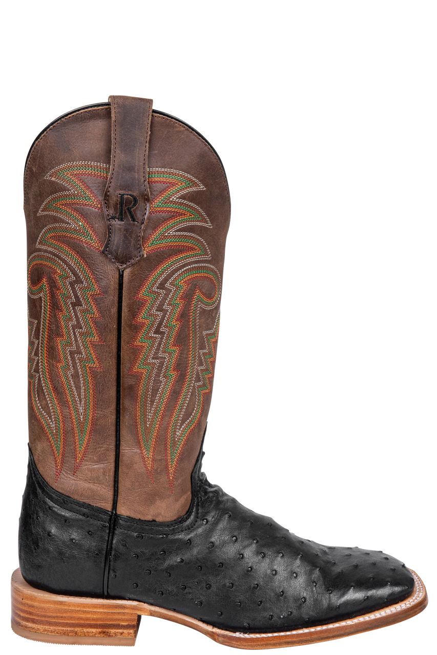 R. Watson Full Quill Ostrich Cowboy Boots - Black