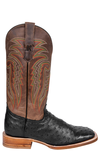 R. Watson Full Quill Ostrich Cowboy Boots - Black