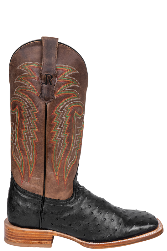 R. Watson Full Quill Ostrich Cowboy Boots - Black