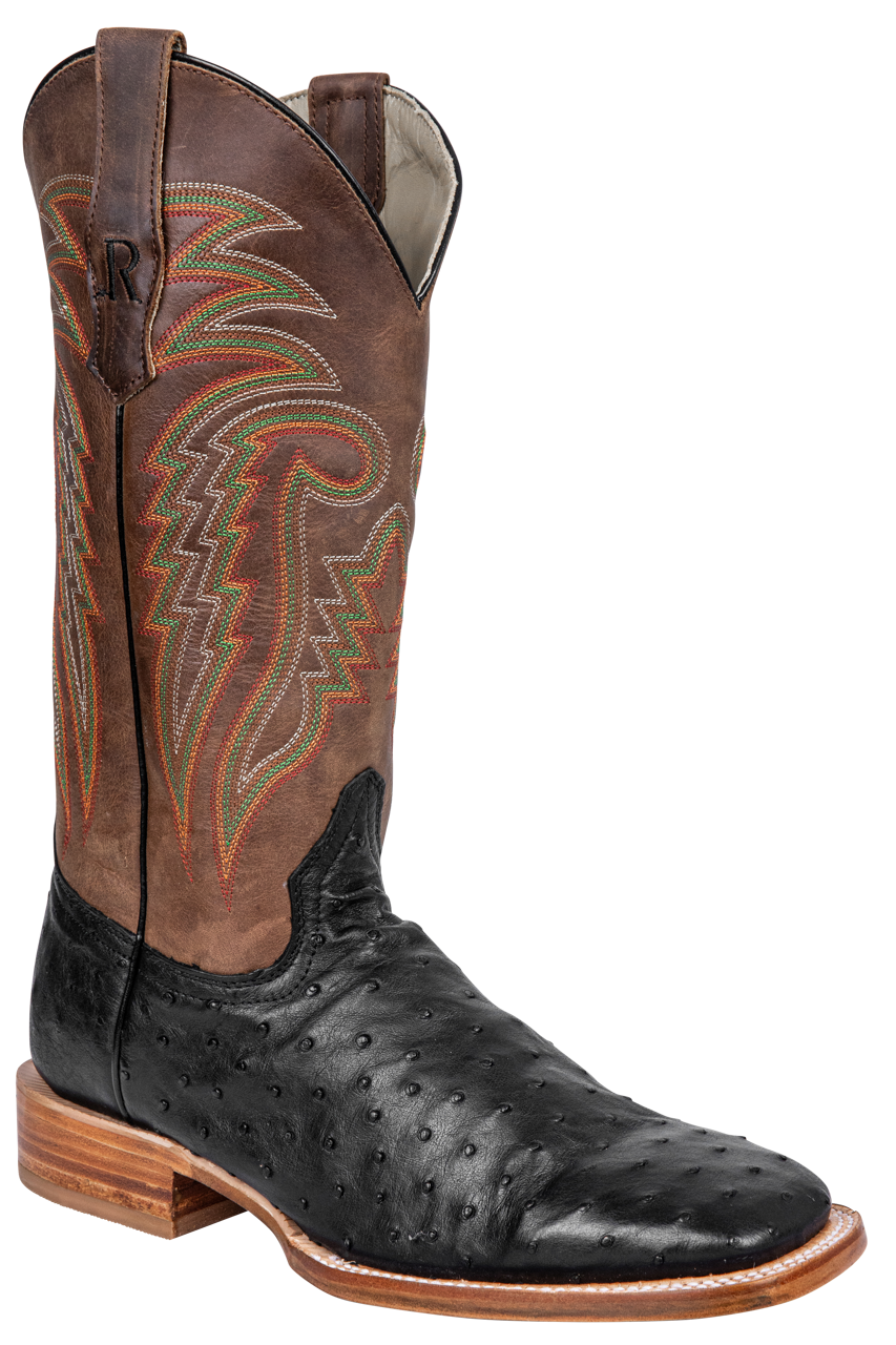 R. Watson Full Quill Ostrich Cowboy Boots - Black