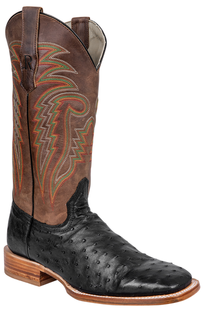 R. Watson Full Quill Ostrich Cowboy Boots - Black