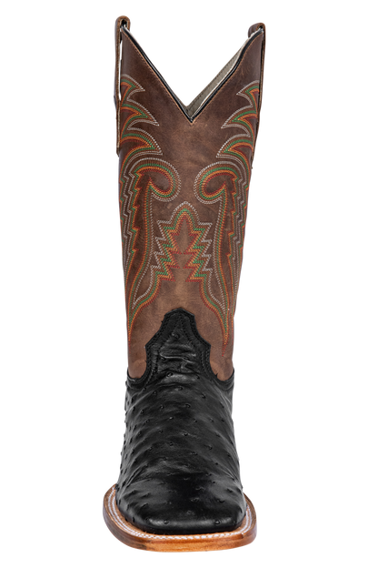 R. Watson Full Quill Ostrich Cowboy Boots - Black