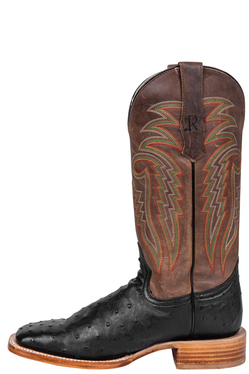 R. Watson Full Quill Ostrich Cowboy Boots - Black