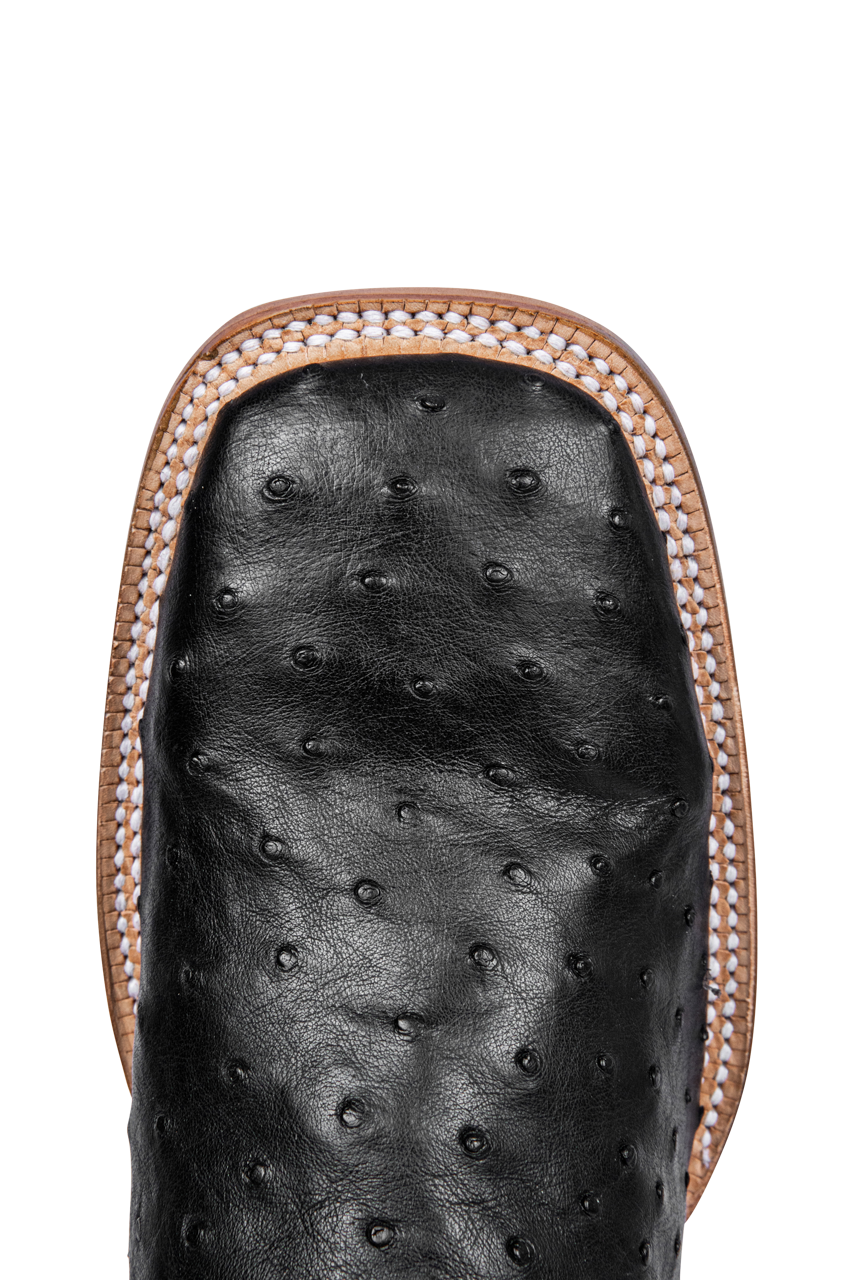 R. Watson Full Quill Ostrich Cowboy Boots - Black
