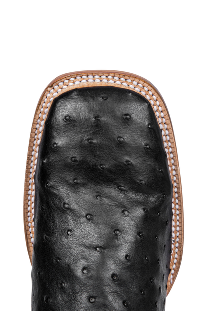 R. Watson Full Quill Ostrich Cowboy Boots - Black