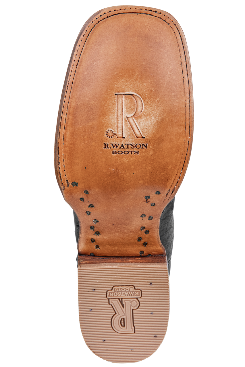 R. Watson Full Quill Ostrich Cowboy Boots - Black